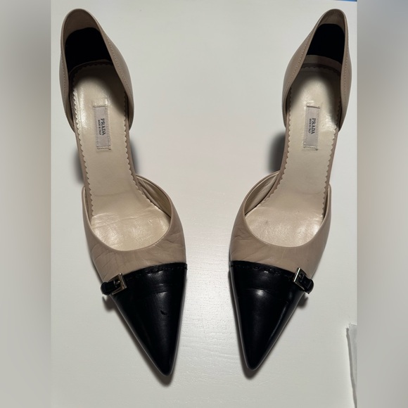 Prada Shoes - Prada Women's Two-Tone Black and Tan Heels